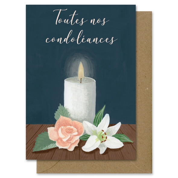 Carte "Toutes nos condoléances" avec enveloppe