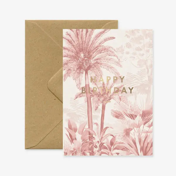 Carte Happy Birthday Forêt rose