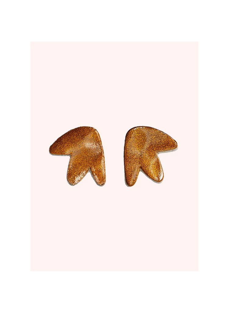 MADRID - Puces d'oreilles en cuir noisettes