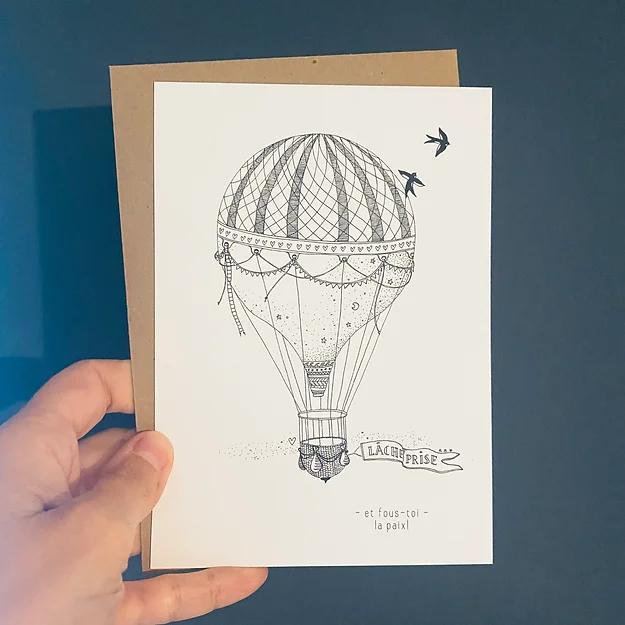 Carte de voeux - Montgolfière - Lâche prise