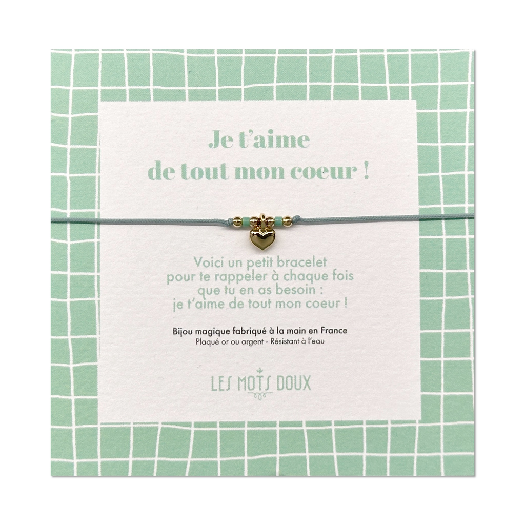 Bracelet Enfant "Je t'aime de tout mon coeur !"