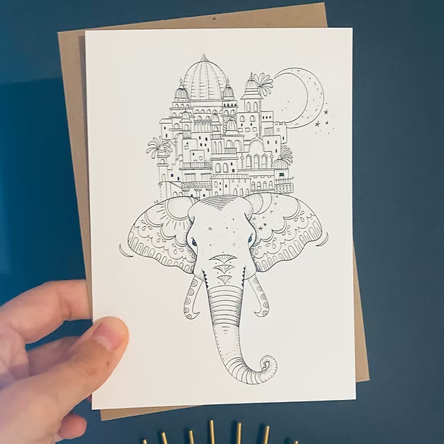 Carte de voeux - Eléphant