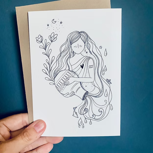 Carte de voeux - Signes du zodiac - Verseau