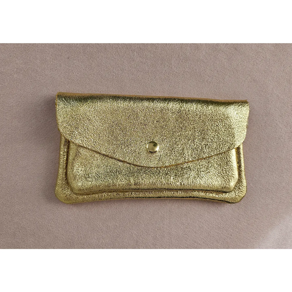Portefeuille en cuir upcyclé avec double poches