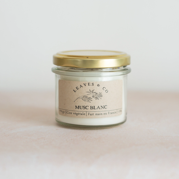 Bougie parfumée artisanale cire végétale - Musc Blanc