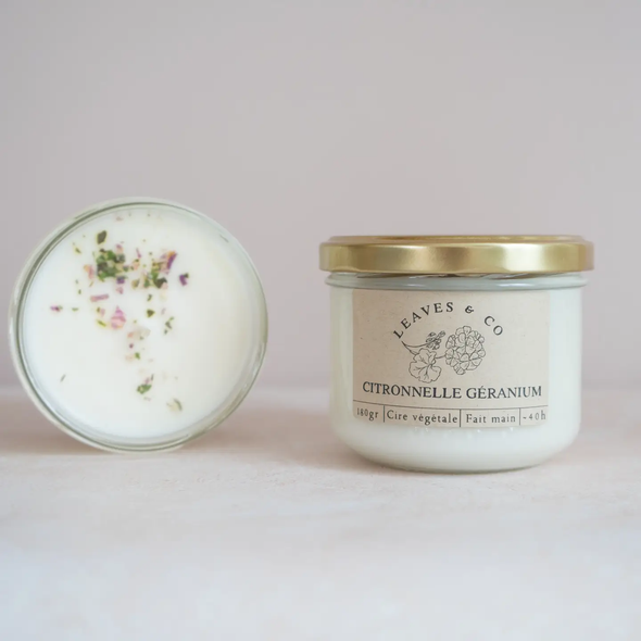 Bougie parfumée artisanale cire végétale - Citronnelle Géranium