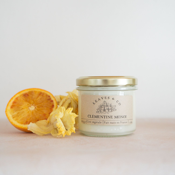 Bougie parfumée artisanale cire végétale - Clémentine Monoï