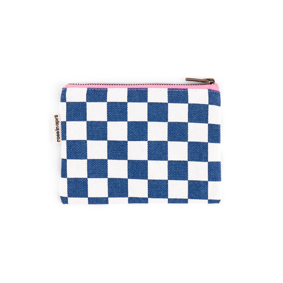 Porte-monnaie Marie Damier Ecru / Bleu navy