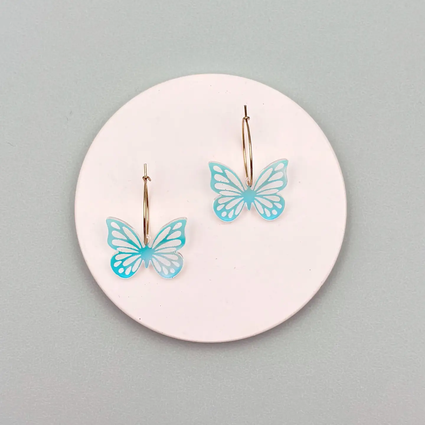 Boucles D'oreilles Créoles Papillon En Laiton - Style Bohème, Grand Diamètre - Hypoallergénique, Sans Nickel - Cadeau Femme, Anniversaire