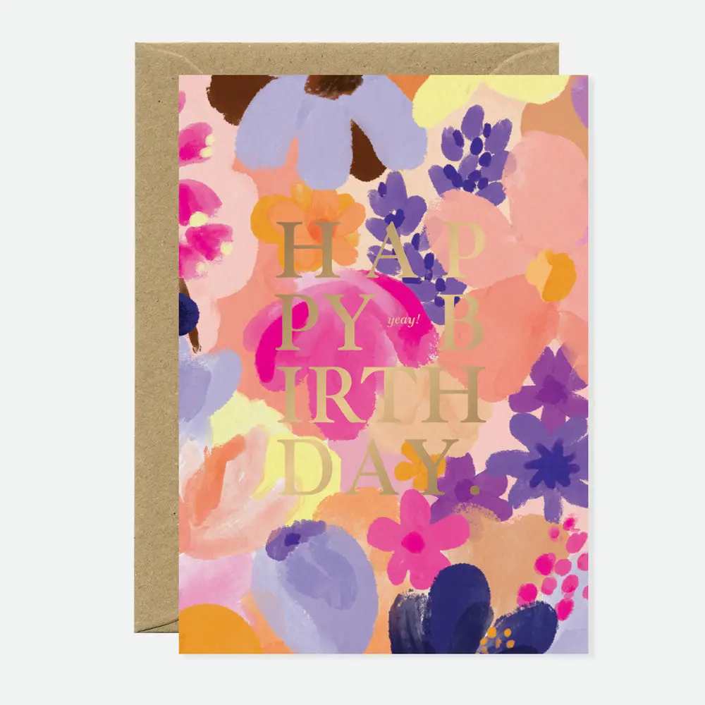 Carte Enveloppe Happy Birthday Jardin de Fleurs
