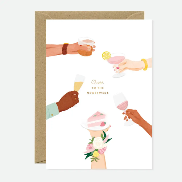 Carte Enveloppe Gold Cheers - Vive les jeunes mariés