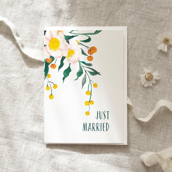 Carte de voeux Just married | Fleurs