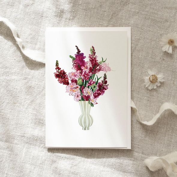 Carte de voeux Bouquet de fleurs roses