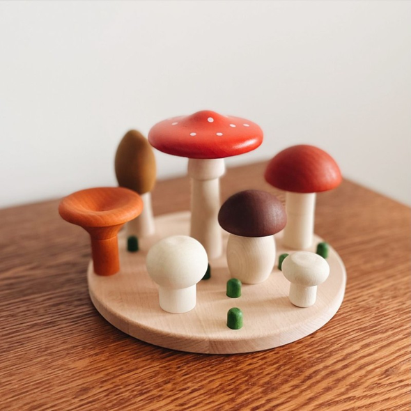 Jeu en bois champignons