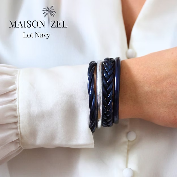 Bracelet Jonc Bouddhiste Mantra - Bleu navy