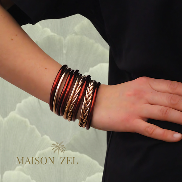 Bracelet Jonc Bouddhiste Mantra - Grenat