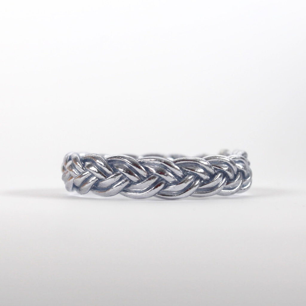 Bracelet Jonc Bouddhiste Double tressé - Silver