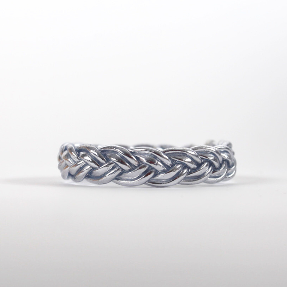 Bracelet Jonc Bouddhiste Double tressé - Silver