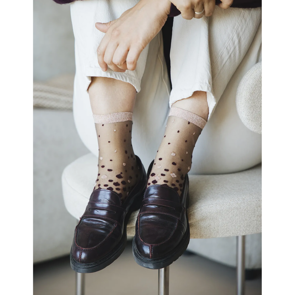 Chaussettes transparentes Nakameguro Bordeaux