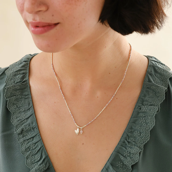 Collier Honorée Quartz Rose - Argenté