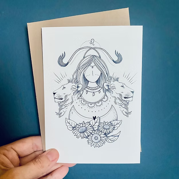 Carte de voeux - Signes du zodiac - Lion