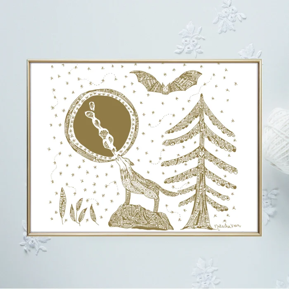 Tableau loup doré