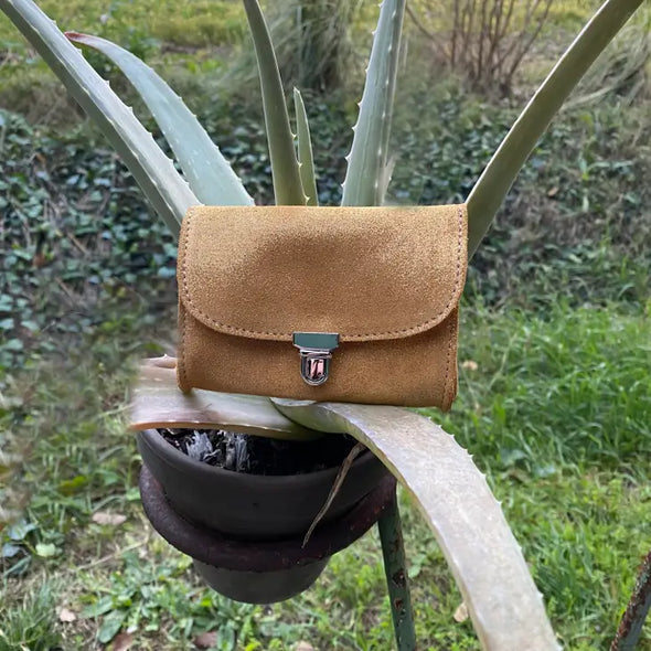 Portefeuille Royale cuir pailleté doré