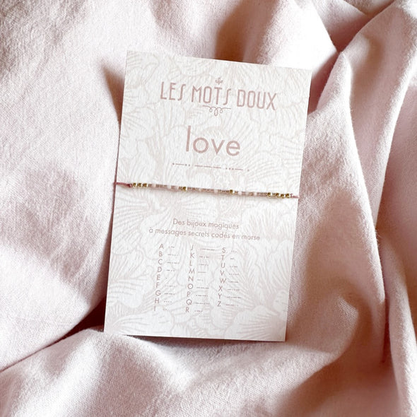 Bracelet code morse "Love" - Rose pastel