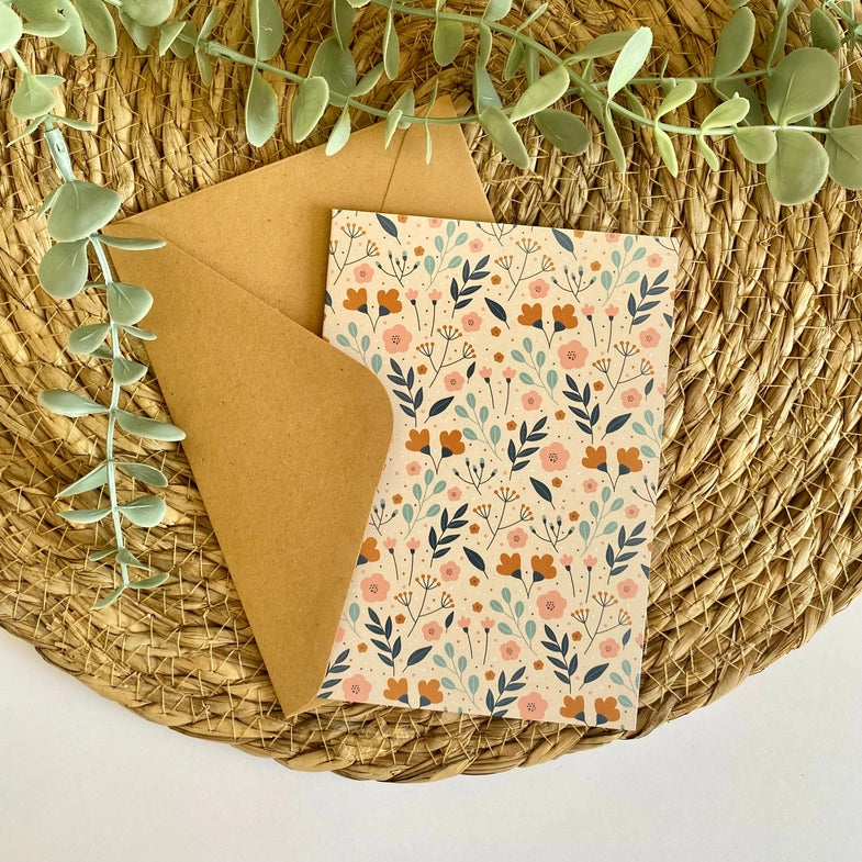 Carte Fleurs - Beige