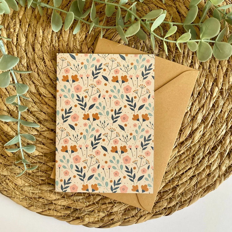Carte Fleurs - Beige
