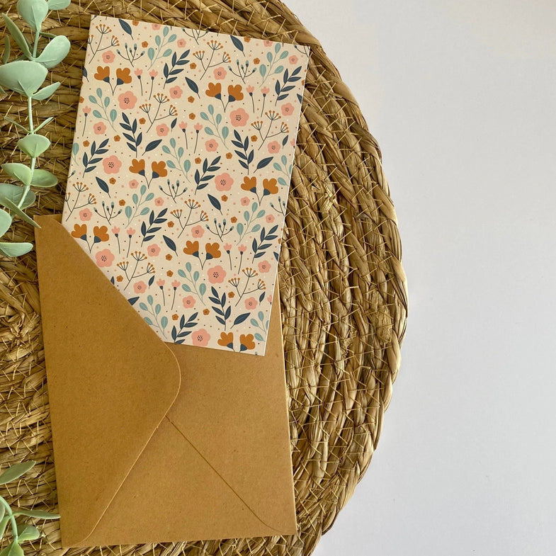 Carte Fleurs - Beige