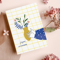 Carte double Joyeux anniversaire fleuri