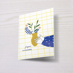 Carte double Joyeux anniversaire fleuri