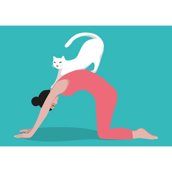 Carte postale Yoga chat