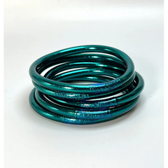 Bracelet Jonc Bouddhiste Mantra - Bleu paon