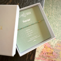 Bracelet morse "Soeur" à cocher - Vert d'eau