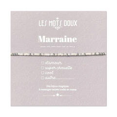 Bracelet morse "Marraine" à cocher - blanc irisé