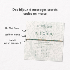 Bracelet code morse "Je t'aime" - Vert d'eau