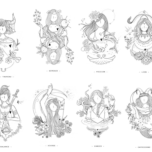Carte de voeux - Signes du zodiac - Gémeaux