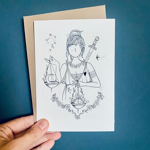Carte de voeux - Signes du zodiac - Balance