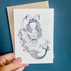 Carte de voeux - Signes du zodiac - Capricorne