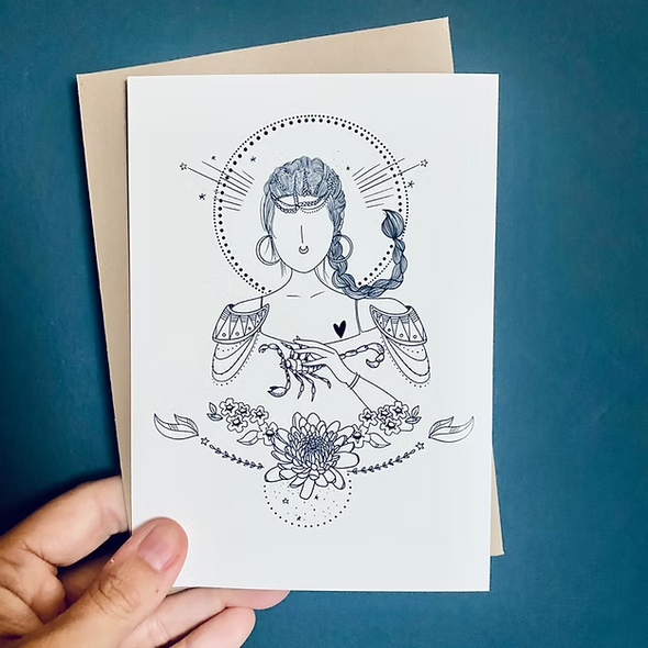 Carte de voeux - Signes du zodiac - Scorpion