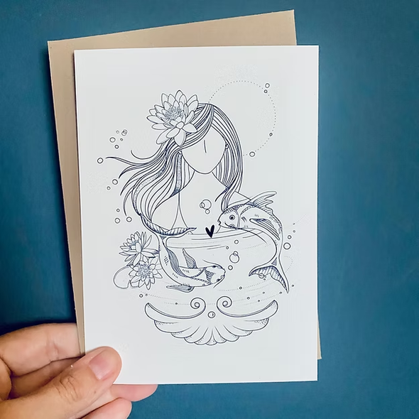 Carte de voeux - Signes du zodiac - Poisson