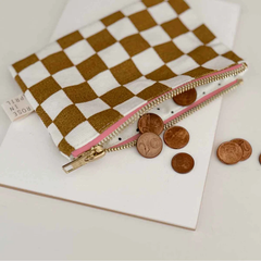 Porte-monnaie Marie Damier Ecru / Caramel