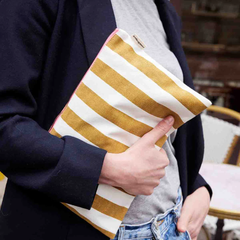 Pochette Lili - Rayures Ecru / Caramel