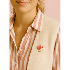 Hana - Pin's en cuir terracotta et or