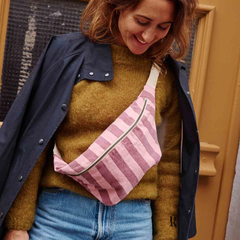 Sac banane Rayures Bordeau / Flamingo