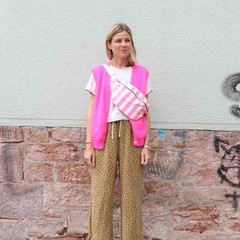 Sac banane Rayures Rose fluo