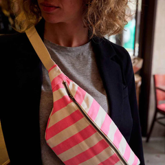 Sac banane Rayures Rose fluo