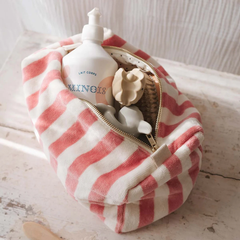 Trousse de toilette Vic - Coton éponge - Rayures Strawberry